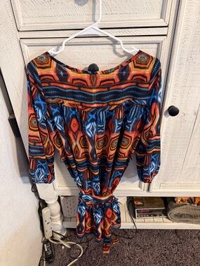 Uncle Frank Multicolor Midi Dress - Blue & Orange